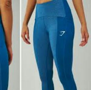 New Gymshark Textured Leggings Petrol Blue S